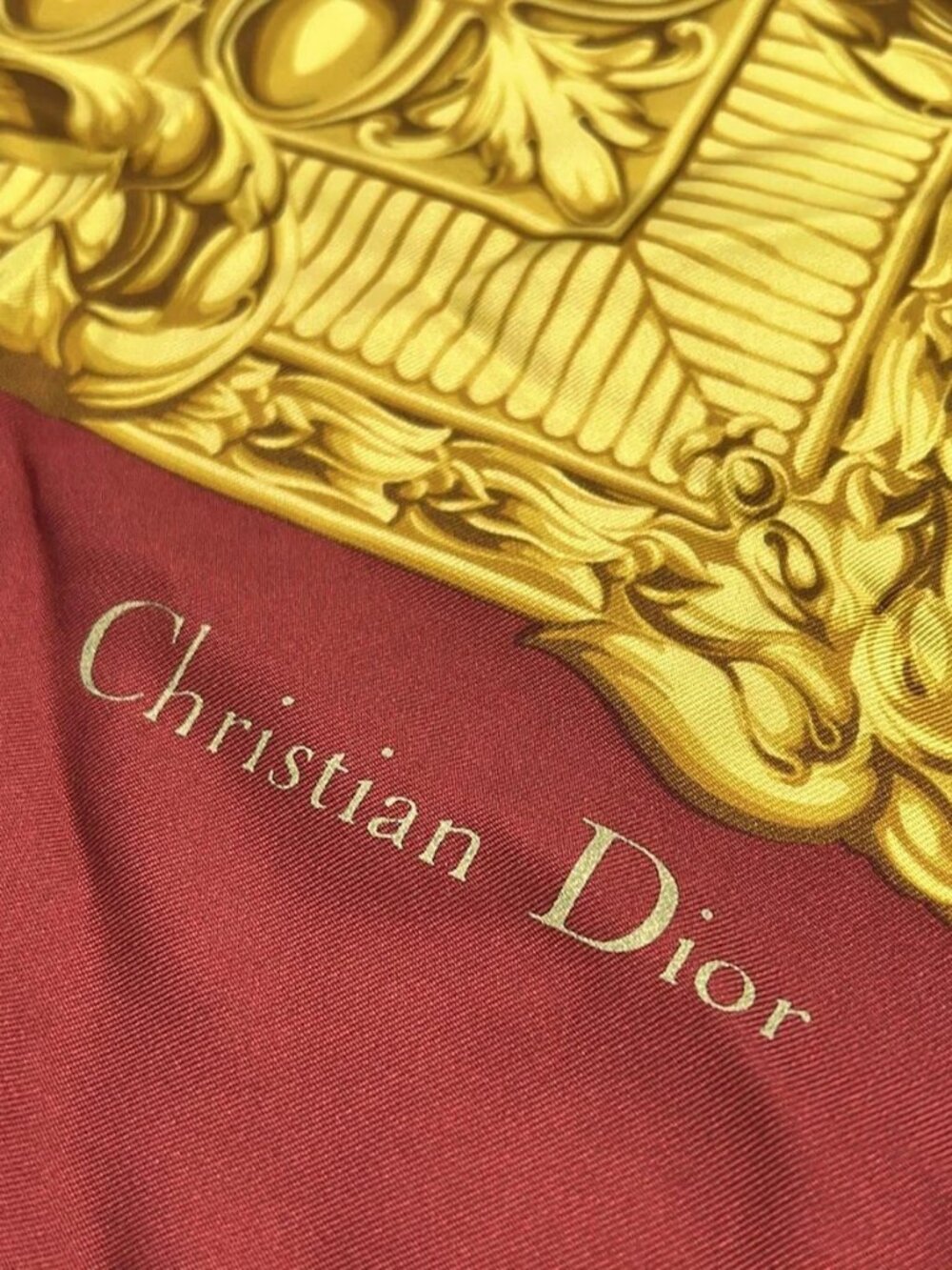DIOR/ChristianDior Bordeaux Gold Multi Scarf - Picture 5 of 6